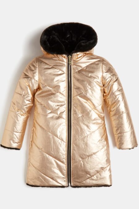 Guess Μπουφάν Διπλής Όψεως Fur Jacket Girl (J1BL05WDDS0-GOLD)
