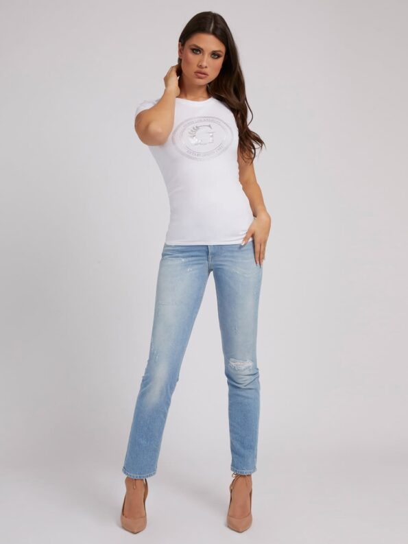 Guess Γυναικεία Κοντομάνικη Μπλούζα Crest Logo (W1RI14KAKZ2-G011)