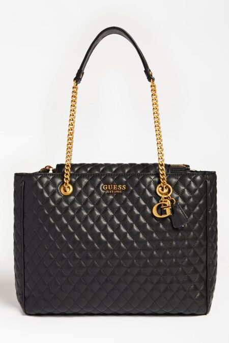 Guess Τσάντα Ώμου Καπιτονέ Maila Shopper (HWQB8661230-BLA)