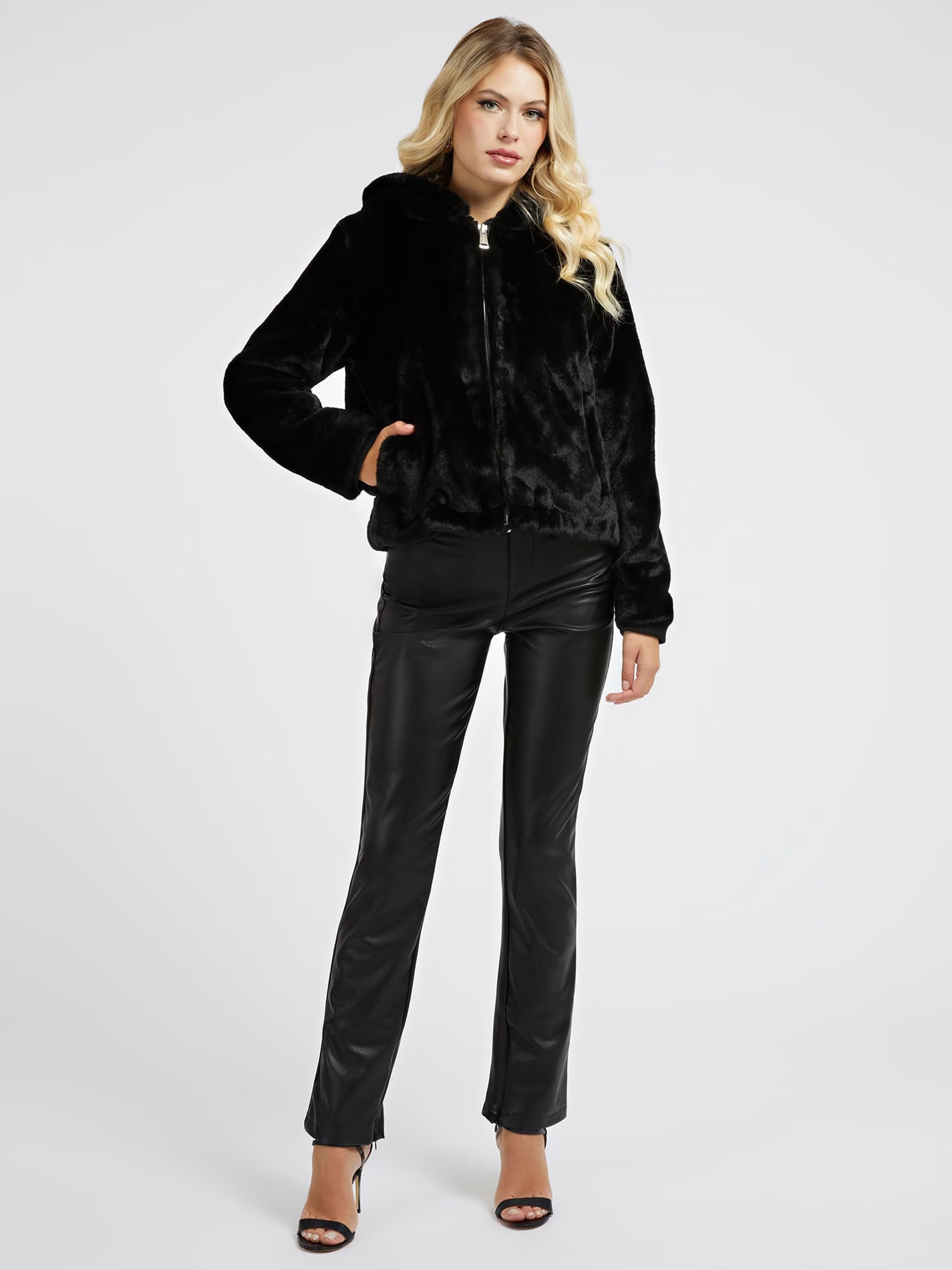 -Guess Οικολογική Γούνα Με Λογότυπο Theoline (W2BL22WETP0-JBLK)