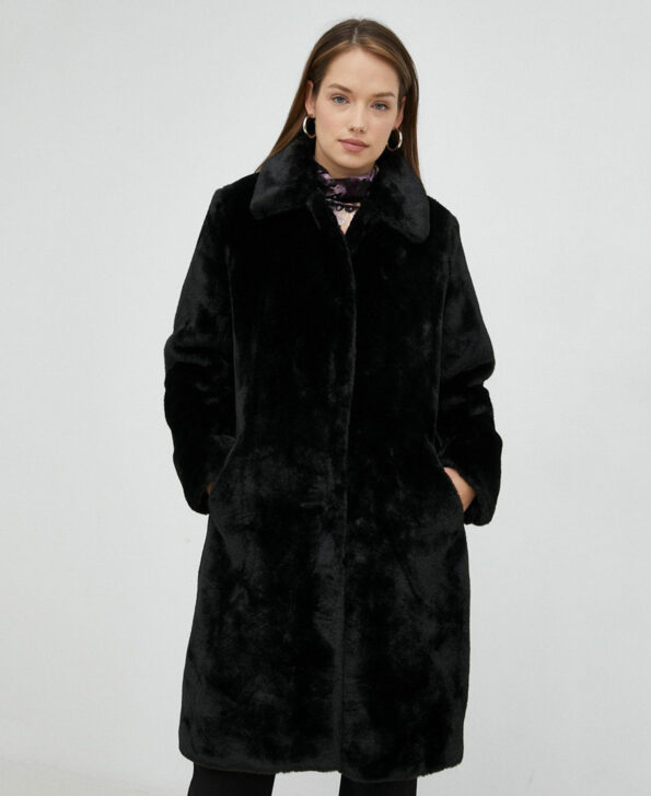Guess Γυναικείο Γούνινο Παλτό Angelica Coat (W2BL88WF2A0-JBLK)