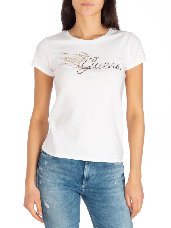 Guess Γυναικεία Κοντομάνικη Μπλούζα Flame Logo (W3RI47KA0Q1-G011)