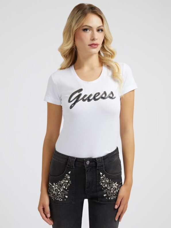 Guess Κοντομάνικη Μπλούζα Με Λογότυπο Adriana (W3RI50J1314-G011)