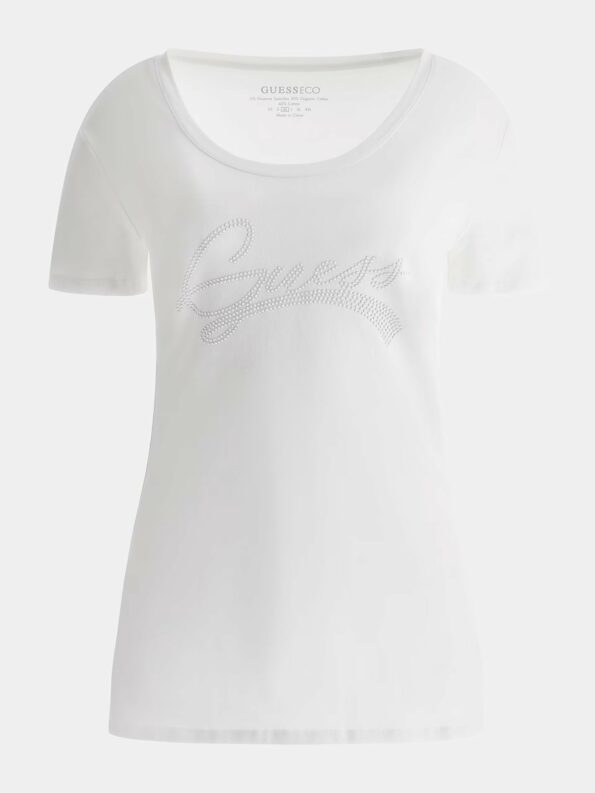 Guess Γυναικεία Κοντομάνικη Μπλούζα Με Λογότυπο Με Στράς (W3RI14J1314-G011)