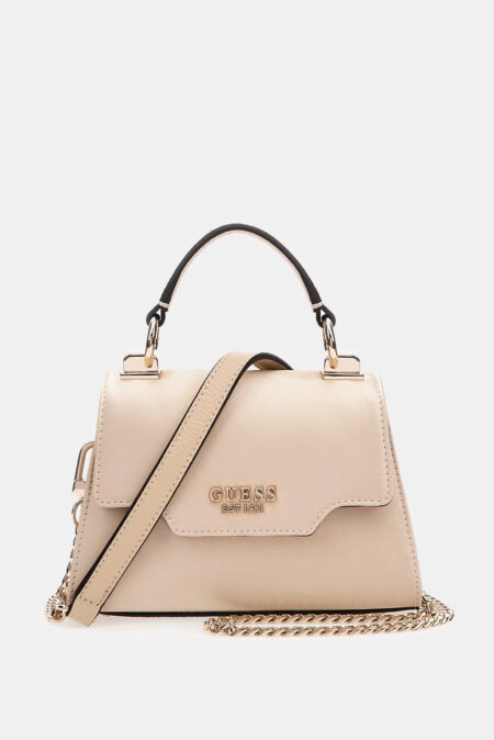 Guess Mini Σατέν Τσάντα Χειρός Και Ώμου Velina Flap (HWEG8765770-PLG)