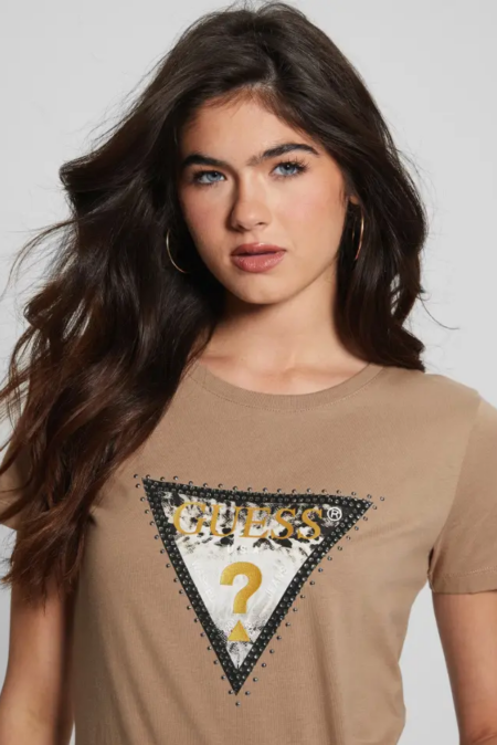 Guess Γυναικεία Κοντομάνικη Μπλούζα Με Animal Τριγωνικό Λογότυπο (W3YI41I3Z14-G1DQ)