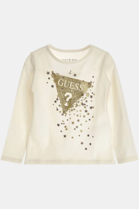 Guess Παιδική Μακρυμάνικη Μπλούζα Με Τριγωνικό Λογότυπο Με Στράς Girl (K3BI02J1314-G012)-
