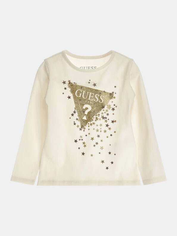 Guess Παιδική Μακρυμάνικη Μπλούζα Με Τριγωνικό Λογότυπο Με Στράς Girl (K3BI02J1314-G012)-