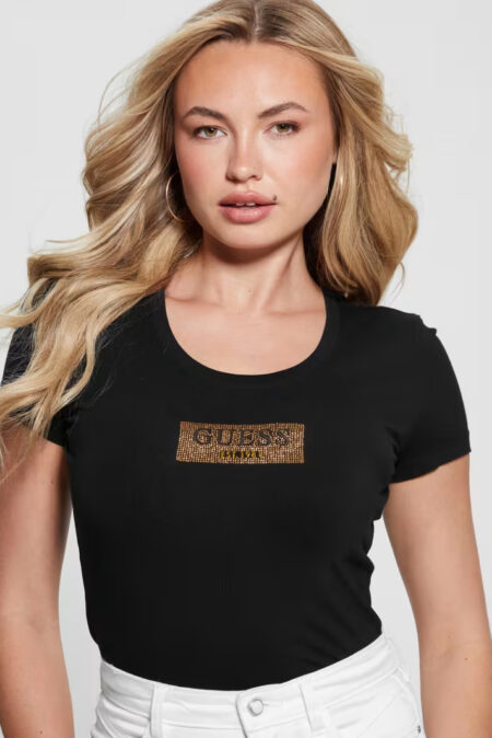 Guess Γυναικεία Κοντομάνικη Μπλούζα Με Λογότυπο Studs Box (W4RI33J1314 -JBLK)