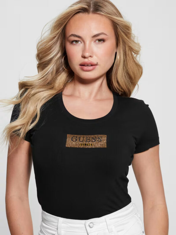 Guess Γυναικεία Κοντομάνικη Μπλούζα Με Λογότυπο Studs Box (W4RI33J1314 -JBLK)