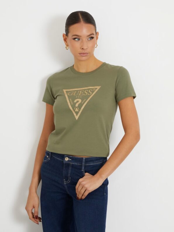 Guess Γυναικεία Κοντομάνικη Μπλούζα Με Τριγωνικό Λογότυπο (W4RI69J1314-G831)