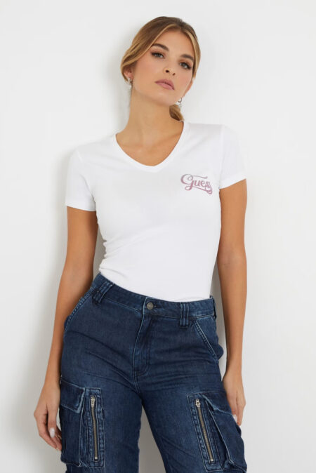 Guess Γυναικεία Κοντομάνικη Μπλούζα Με Λογότυπο Shaded Glitter (W4RI55J1314-G011)