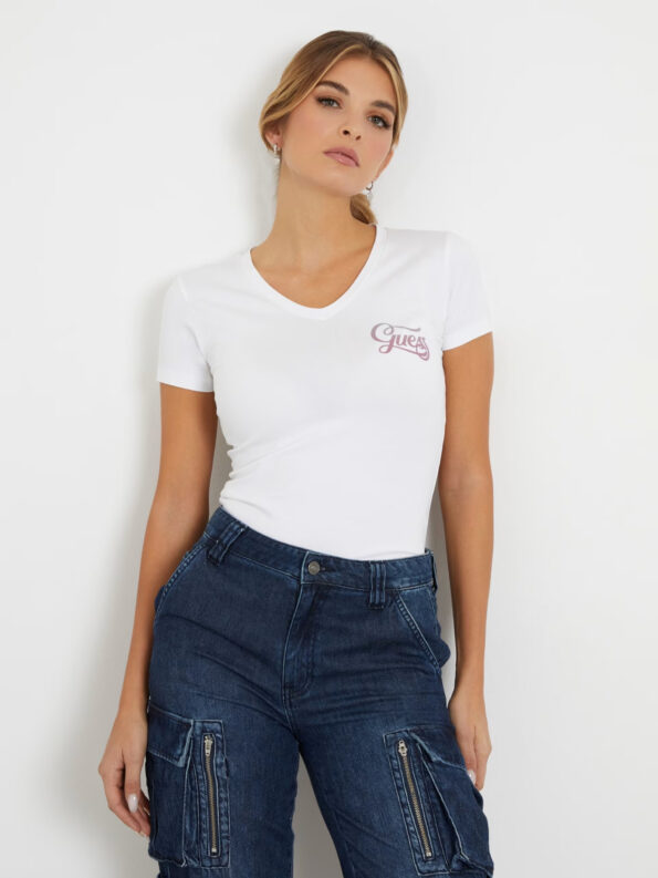 Guess Γυναικεία Κοντομάνικη Μπλούζα Με Λογότυπο Shaded Glitter (W4RI55J1314-G011)