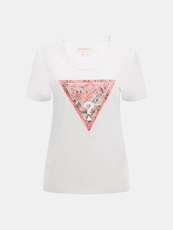Guess Γυναικεία Κοντομάνικη Μπλούζα Με Φλοράλ Λογότυπο Satin (W4GI21J1314-G011)