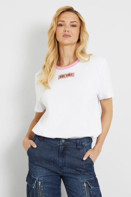 Guess Γυναικεία Μπλούζα T-Shirt Με Στράς Λογότυπο Mesh (W4GI35JA914-G011) -1