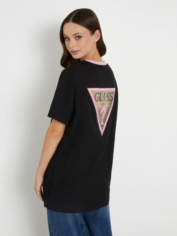 Guess Γυναικεία Μπλούζα T-Shirt Με Στράς Λογότυπο Mesh (W4GI35JA914-JBLK)