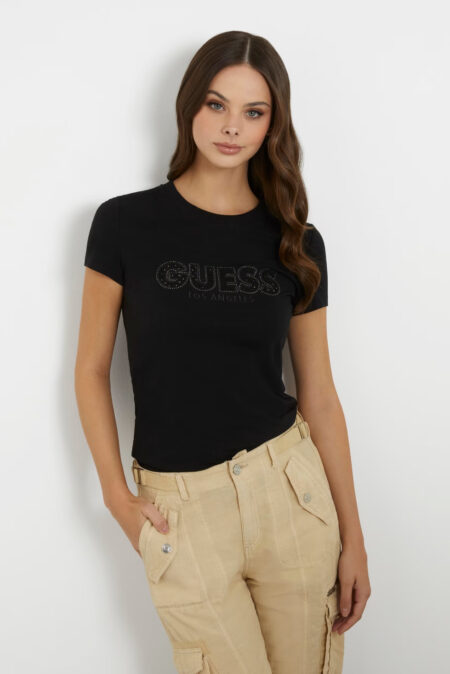 Guess Γυναικεία Κοντομάνικη Μπλούζα Με Λογότυπο Sangalo (W4GI14J1314-JBLK)