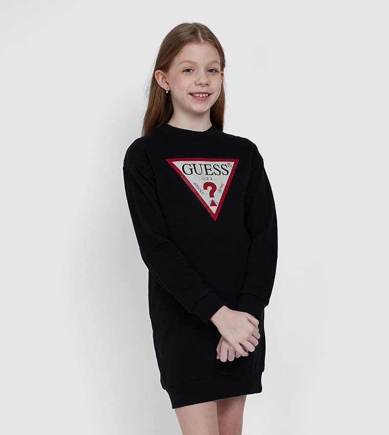 Guess Παιδικό Μπλουζοφόρεμα Με Λογότυπο French Terry Girl (J3YK20KA6R3-JBLK)
