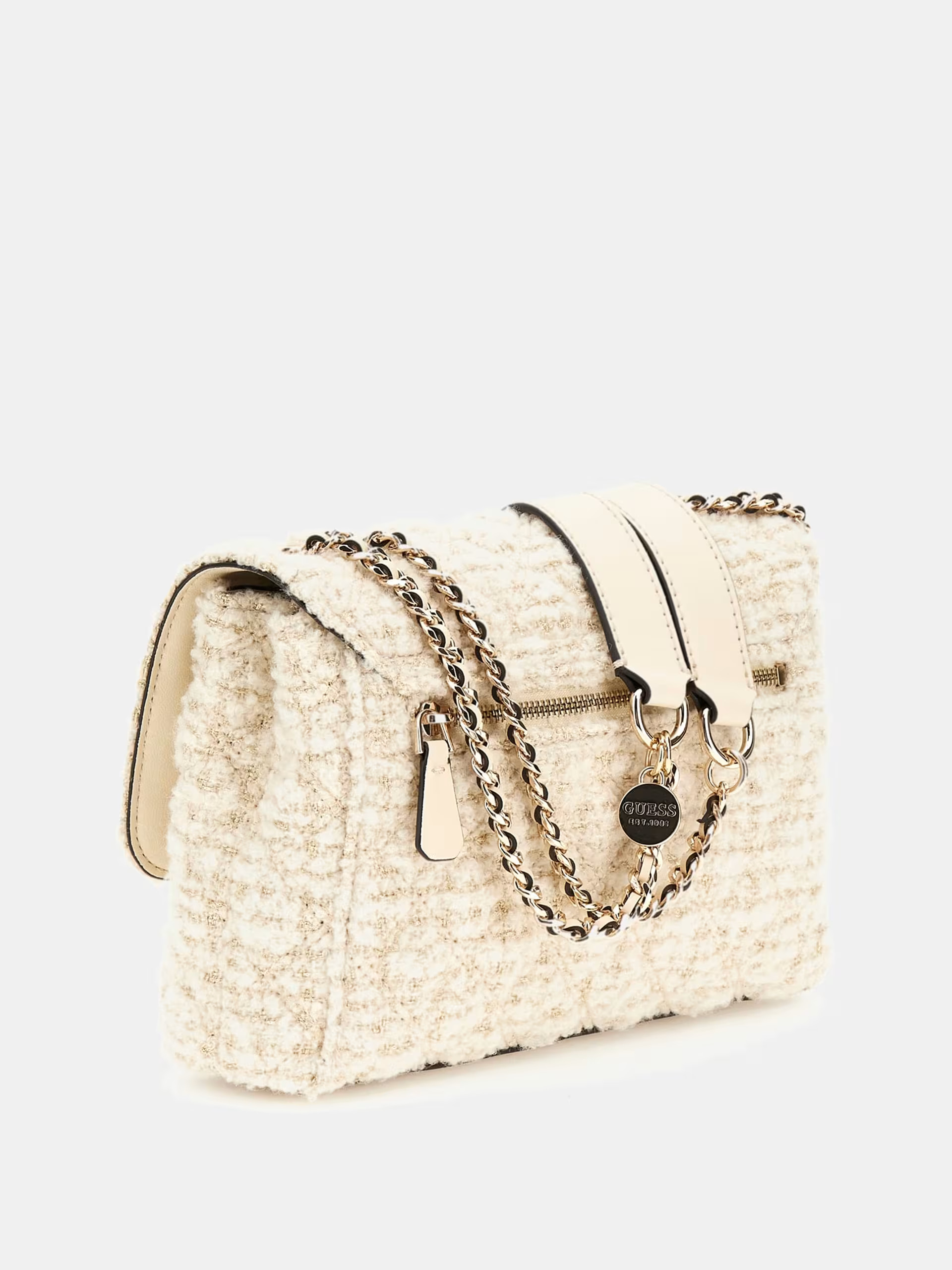 Guess Γυναικεία Τσάντα Ώμου Giully Tweed Sequins Convertible (HWAT8748200-IVO)
