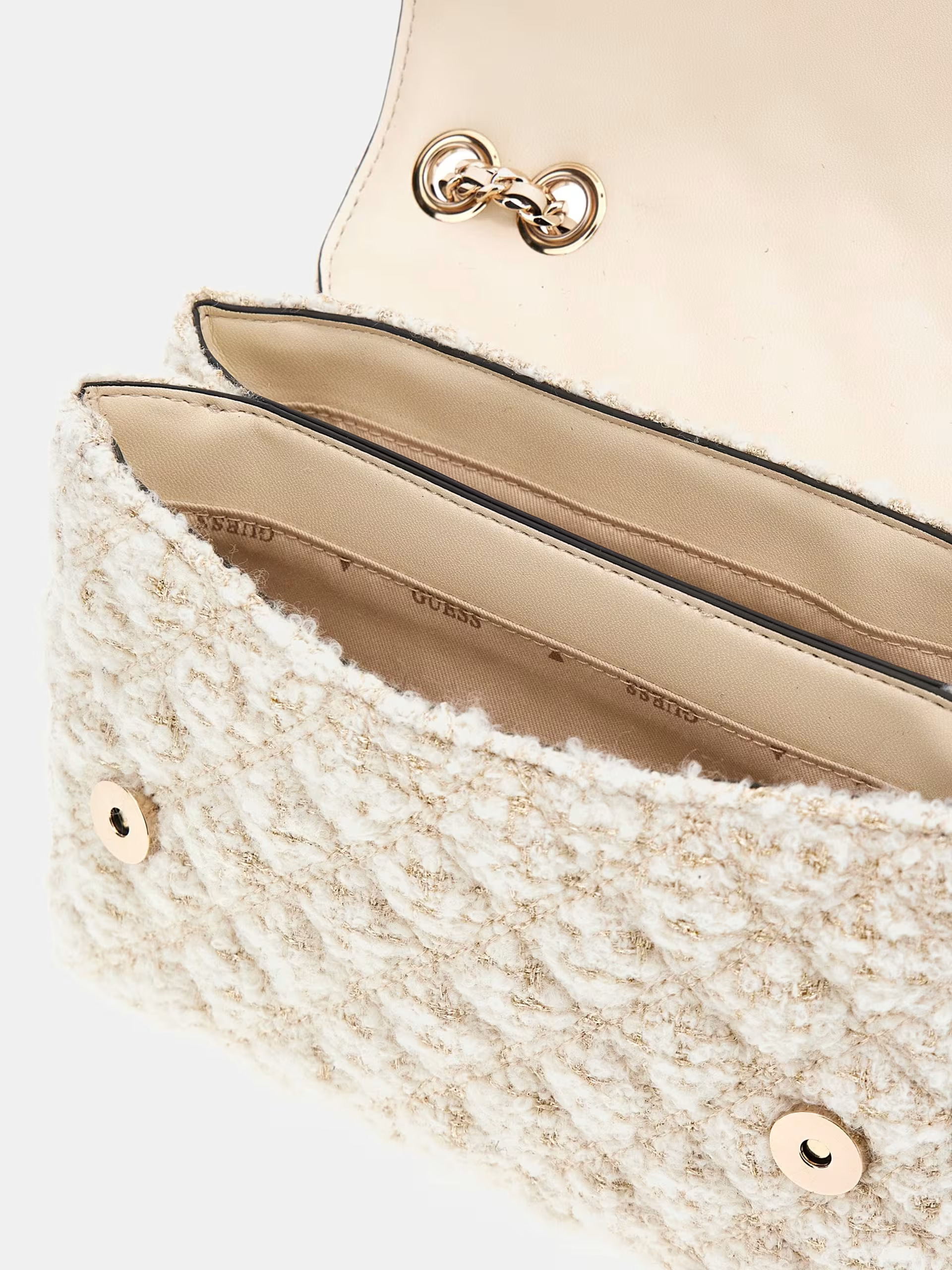 Guess Γυναικεία Τσάντα Ώμου Giully Tweed Sequins Convertible (HWAT8748200-IVO)