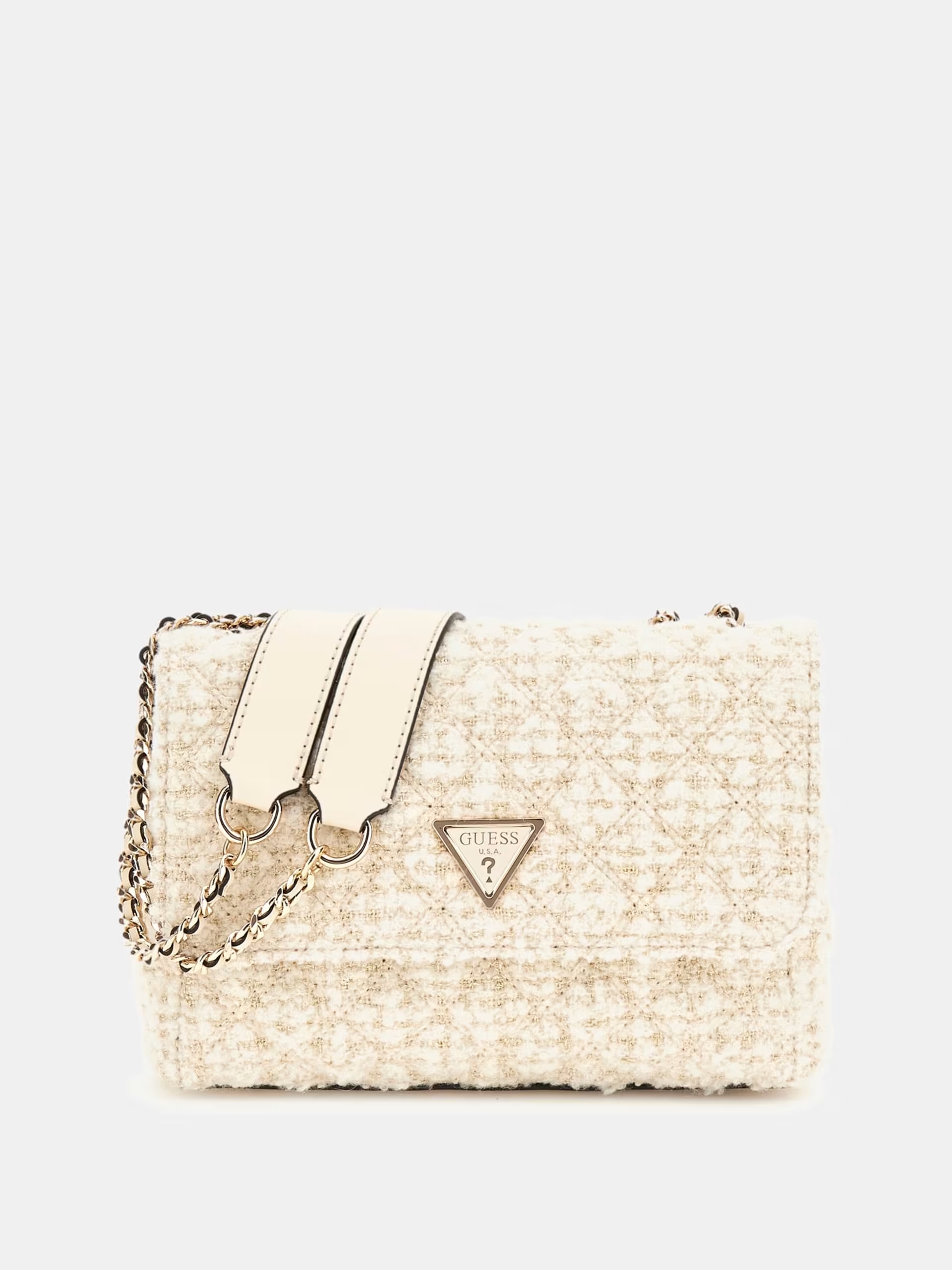 Guess Γυναικεία Τσάντα Ώμου Giully Tweed Sequins Convertible (HWAT8748200-IVO)