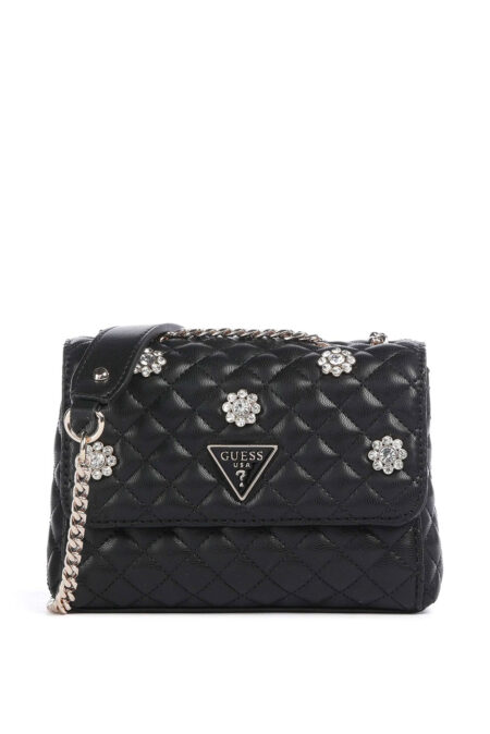 Guess Τσάντα Χιαστί Καπιτονέ Everlee Mini 2 Convertible (HWEG8679780-BLA