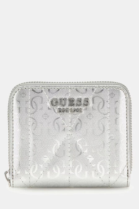 Guess Mini Πορτοφόλι Aldina SLG Small Zip Around (SWGY9663137-SIL)
