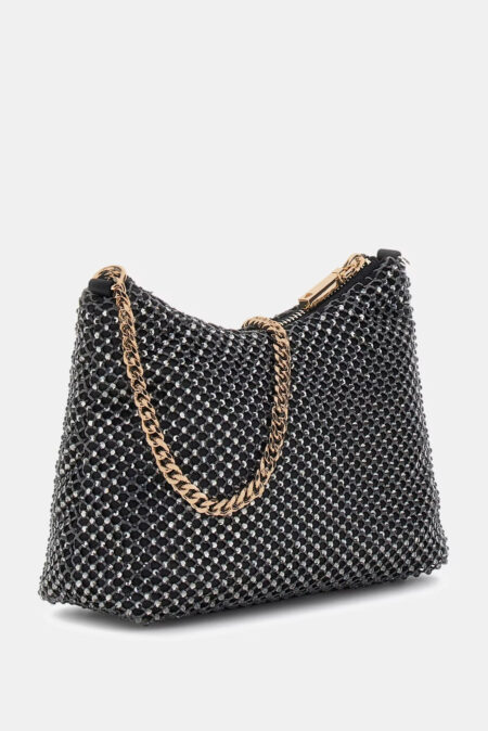 Guess Mini Τσάντα Ώμου Βραδινή Από Μεταλλικό Πλέγμα Zalina Top Zip Shoulder (HWCE9350170-PEW)
