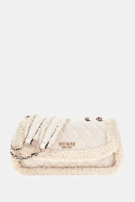 Guess Μίνι Τσάντα Χιαστί Με Γούνα Cristi Convertible Xbody Flap (HWTG8139210-BON)