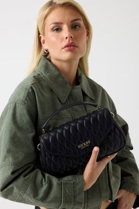Guess Τσάντα Χειρός Και Χιαστί Valla Top Handle Flap (HWQG8122200-BLA)