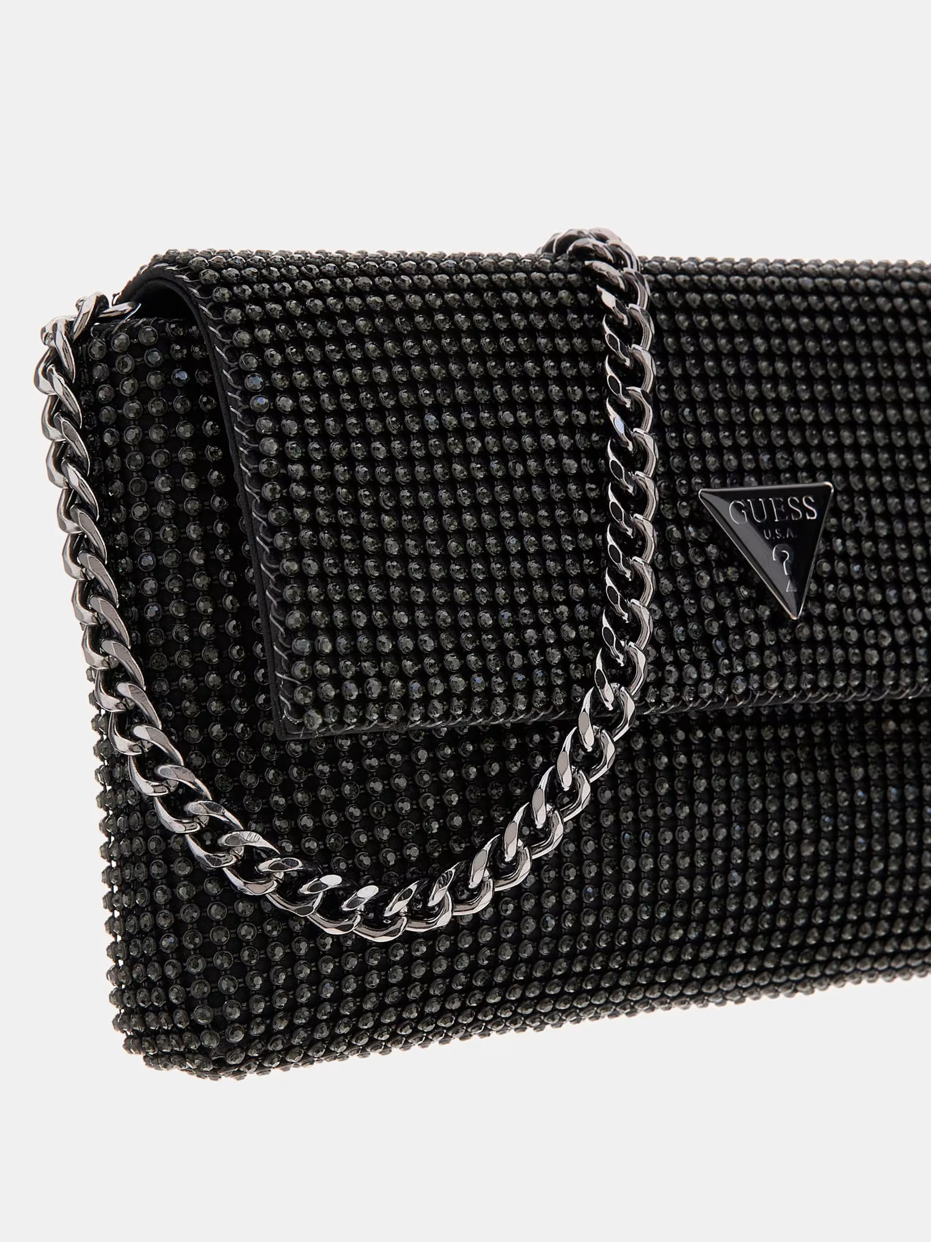 Guess Τσάντα Χιαστή Βραδινή Zalina Flap Clutch (HWRB9350700-BLA)