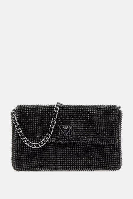 Guess Τσάντα Χιαστή Βραδινή Zalina Flap Clutch (HWRB9350700-BLA)