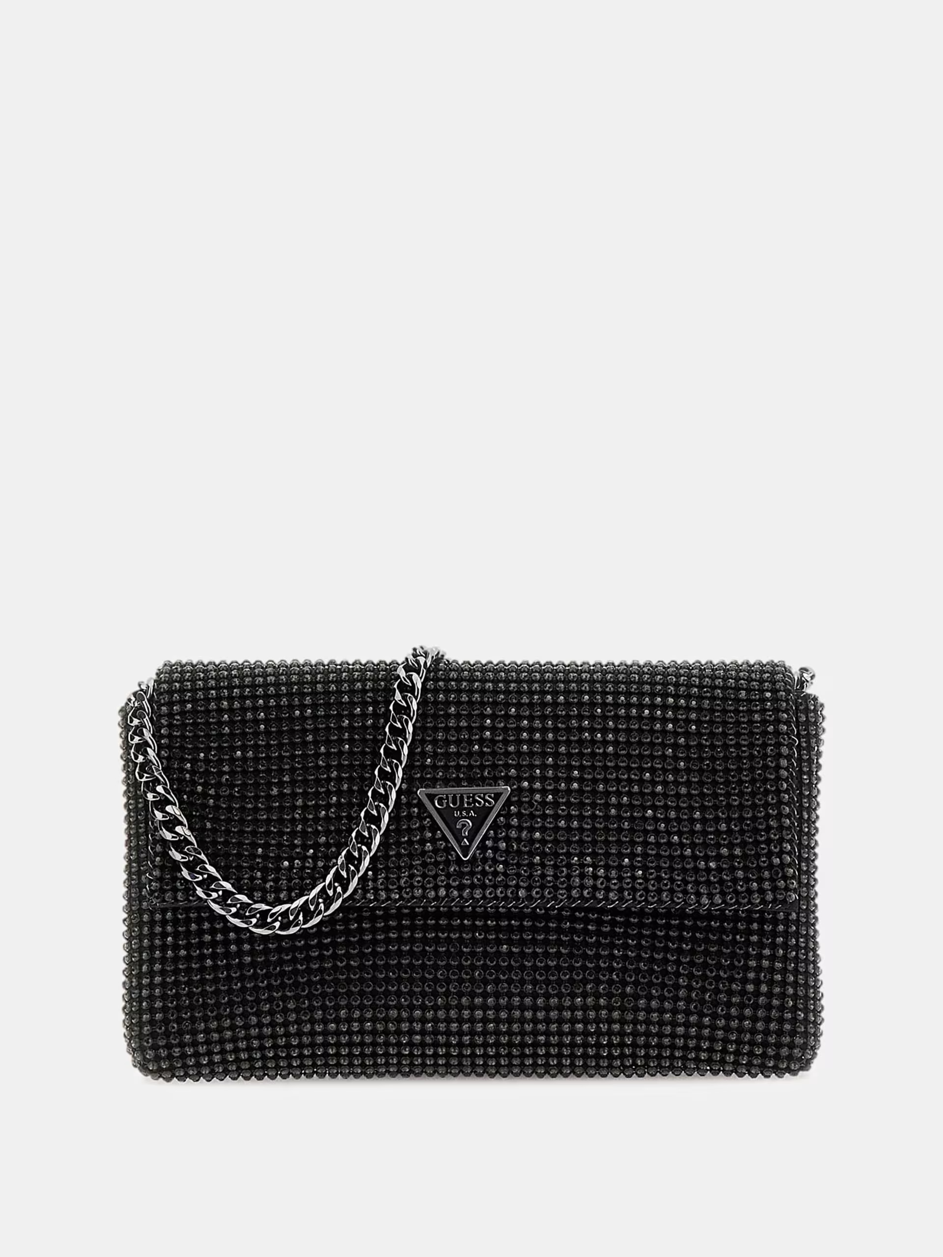 Guess Τσάντα Χιαστή Βραδινή Zalina Flap Clutch (HWRB9350700-BLA)