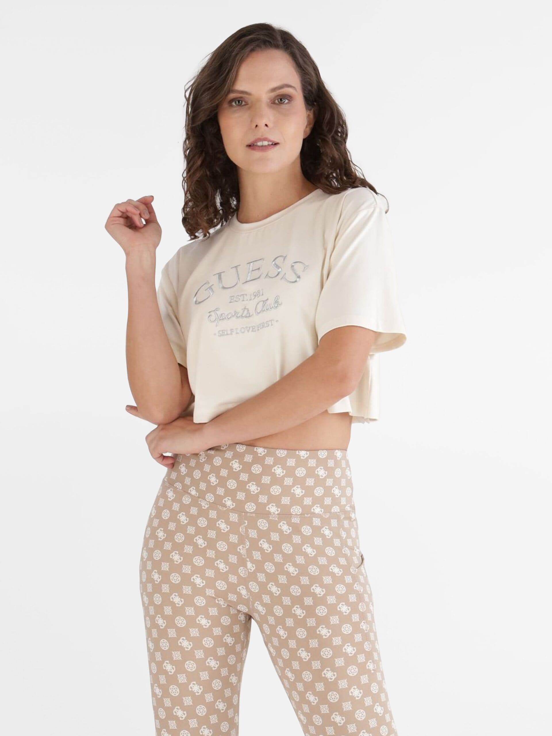 Guess Γυναικεία Κοντομάνικη Μπλούζα Margot Crop T-shirt (V5RI13KCOA2-G6K5)