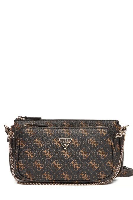 Guess Τσάντα Χιαστί Mε Λογότυπο Noelle Dbl Pouch 4G Crossbody (HWQG9672710-BNL)