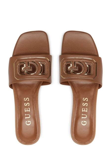 Guess Γυναικεία Δερμάτινα Πέδιλα Gals (FLJGASLEA03-TAN)