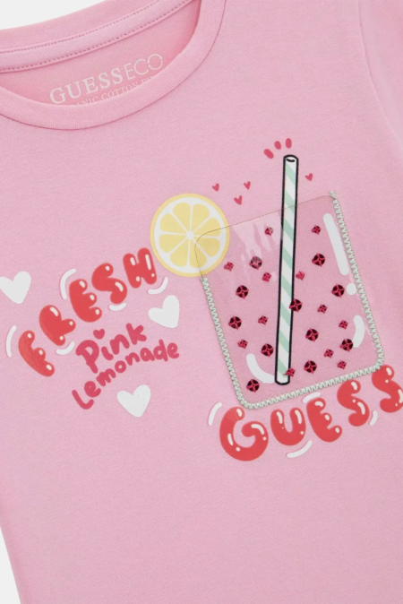 Guess Παιδική Κοντομάνικη Μπλούζα Ροζ Girl (K5GI17K6YW4-PINK)