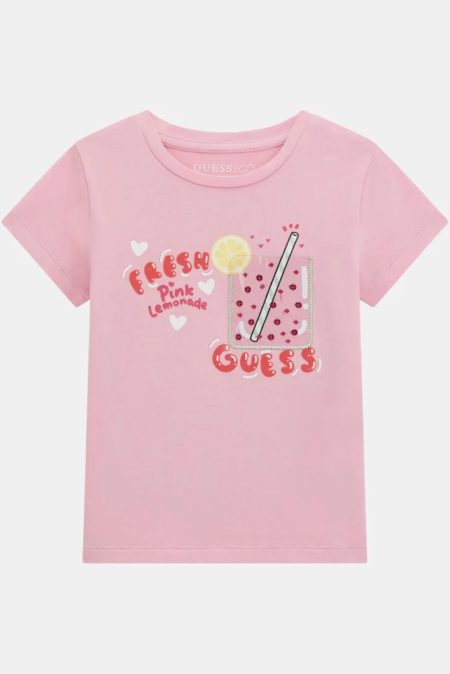 Guess Παιδική Κοντομάνικη Μπλούζα Ροζ Girl (K5GI17K6YW4-PINK)