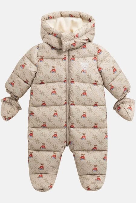 Guess Βρεφική Ολόσωμη Φόρμα Εξόδου Μπεζ Teddy (H5BW00WCFM0