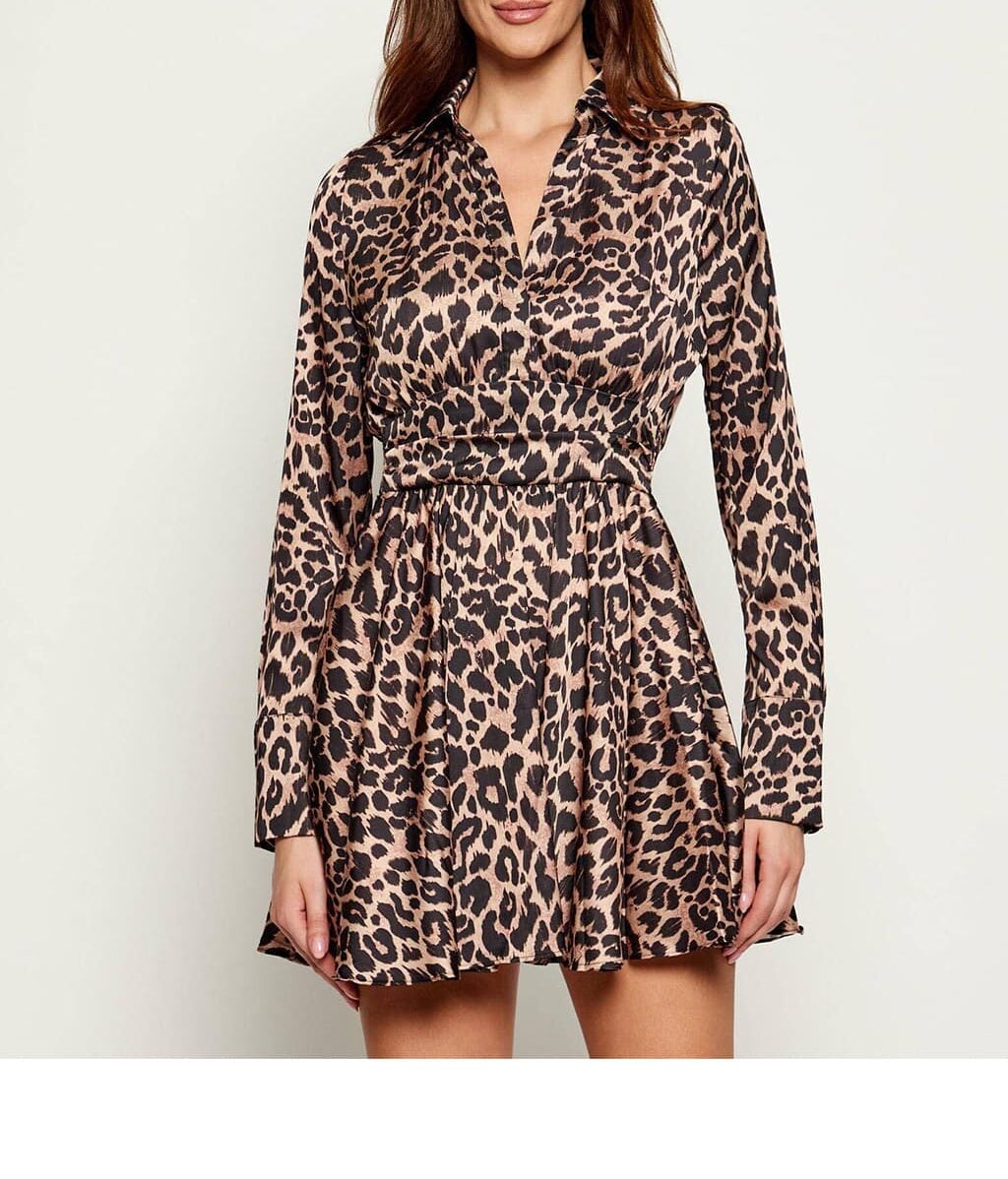 Guess Γυναικείο Mini Φόρεμα Animal Print Concetta Flare (W5YK00WF1T2-P1MO)
