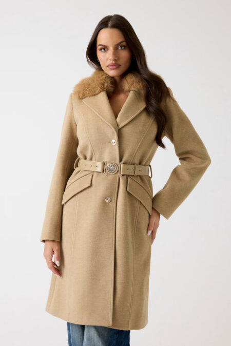 Guess Γυναικείο Παλτό New Patrice BeltedCoat (W5BL25W2672-G1FE