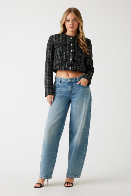 Guess Γυναικείο Σακάκι Crop Τουίντ Sandra Jacket (W5BN63W2382-JBLK)