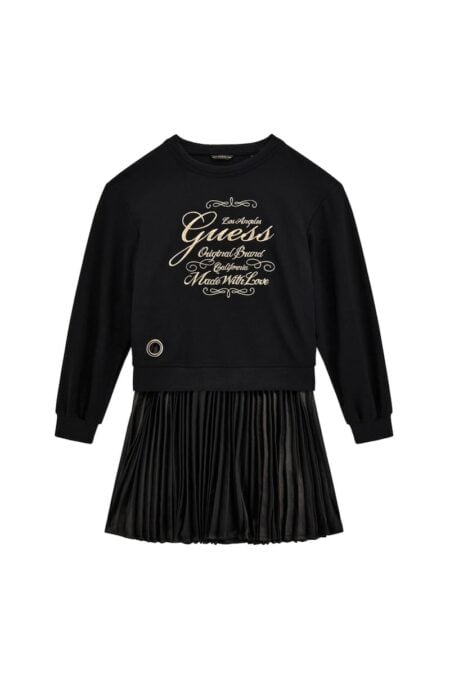 Guess Παιδικό Φόρεμα Mixed Fabric Pleated Κορίτσι (J5BK31KAUH0-JBLK)