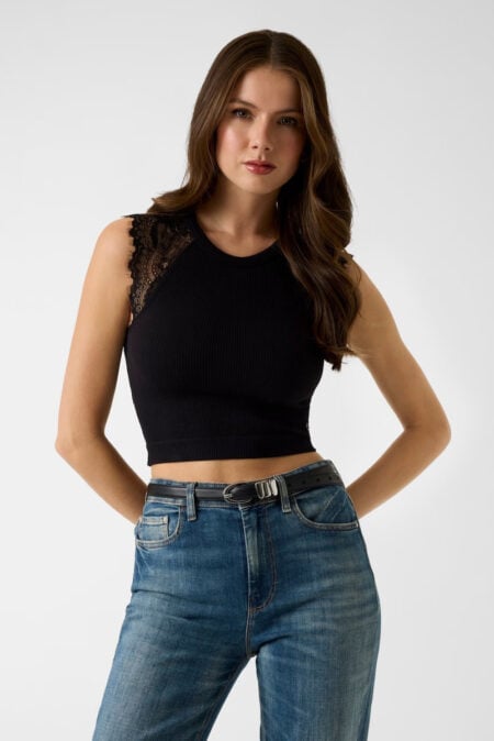 Guess Γυναικεία Αμάνικη Μπλούζα Με Δαντέλα Millie Seamless Top (W6GZ01Z0606-JBLK_3