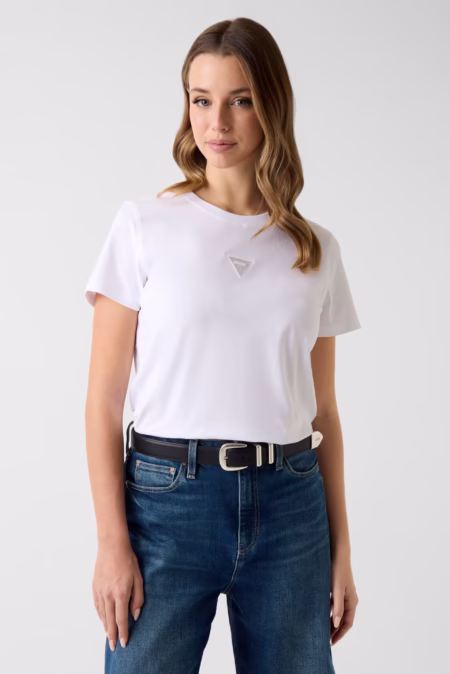 Guess Γυναικεία Κοντομάνικη Μπλούζα Mini Strass Triangle (W6GI10K3025-G011)