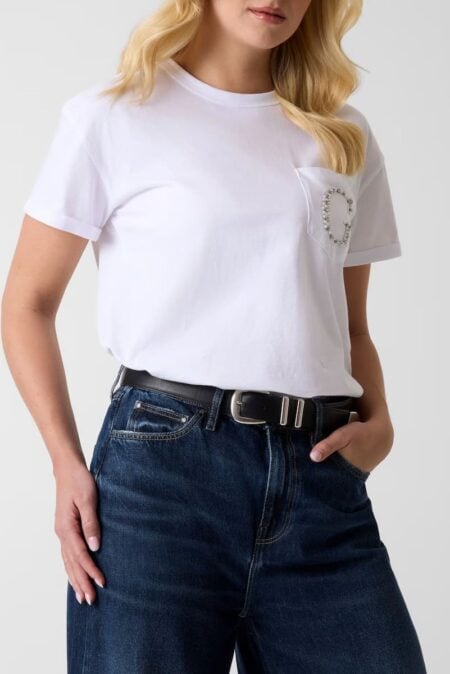 Guess Γυναικεία Κοντομάνικη Μπλούζα Λευκό Pocket G Logo (W6GI17K3037-G011)