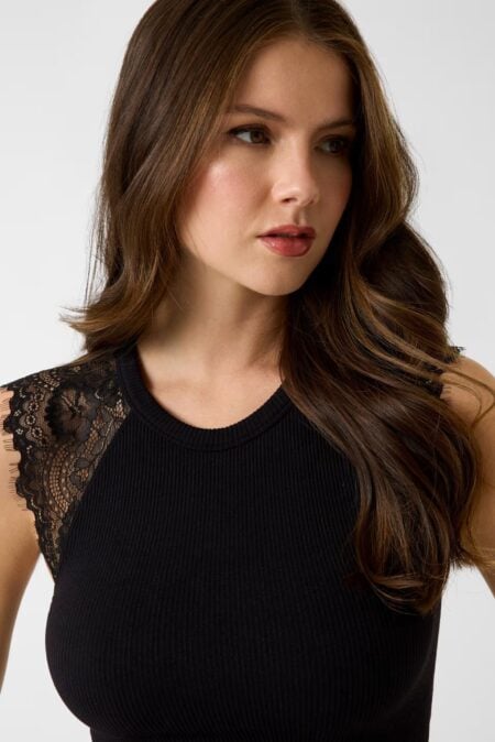 Guess Γυναικεία Αμάνικη Μπλούζα Με Δαντέλα Millie Seamless Top (W6GZ01Z0606-JBLK_3