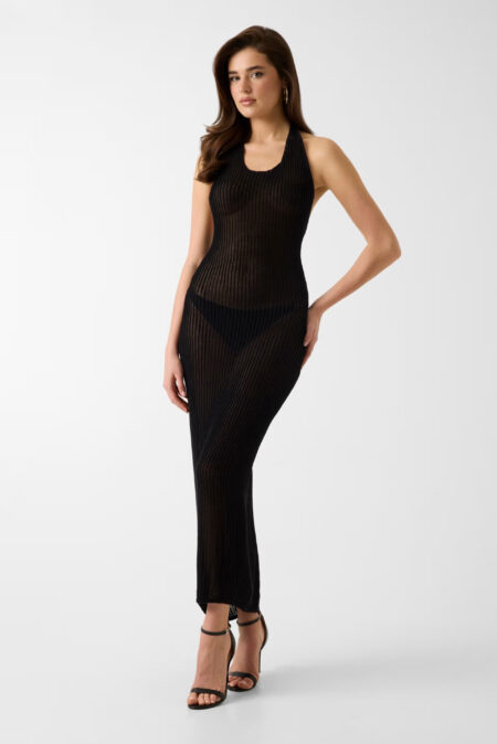 Guess Γυναικείο Αμάνικο Πλεκτό Φόρεμα Maxi Aura Stitch (E6GK00Z5371-JBLK)