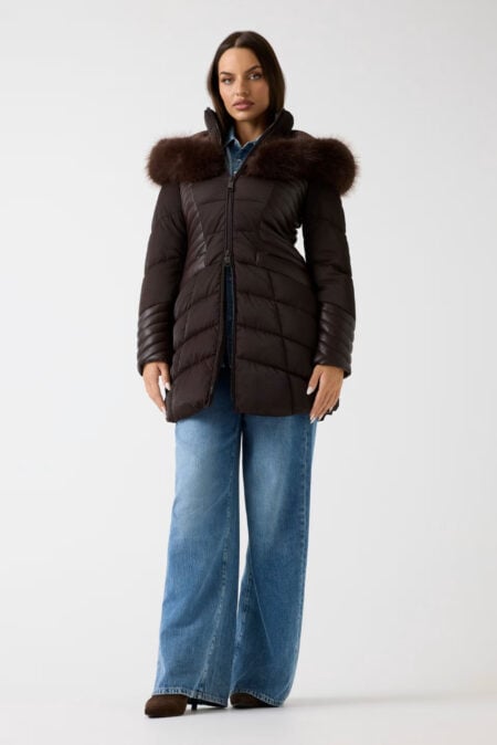 Guess Γυναικείο Μπουφάν New Oxana Jacket Καφέ (W4BL61WGLZ0-G1EB)