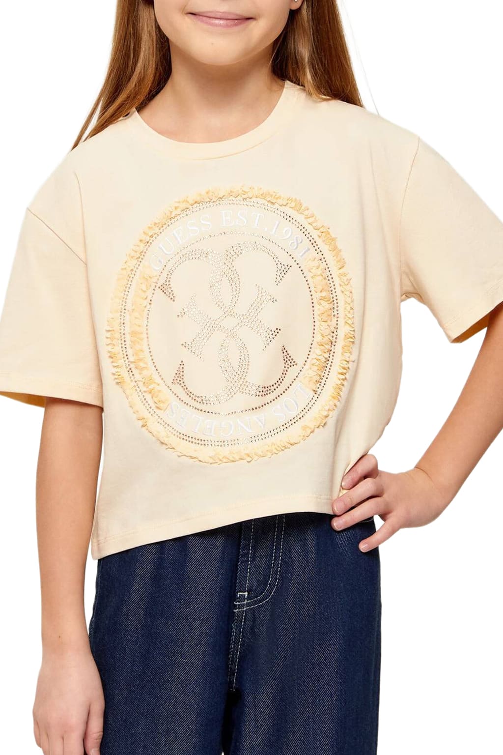 Guess Παιδική Κοντομάνικη Μπλούζα Midi Μπεζ Girl (J6GI07K6YW4-G66Z) (3)